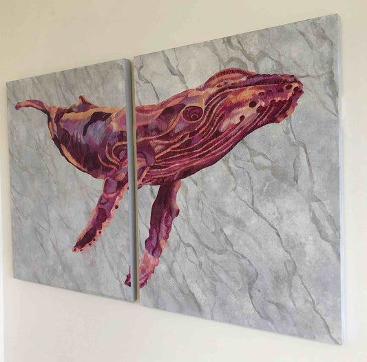 Sunset Pink Humpback Whale - Marble Series